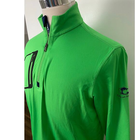 Men RLX Ralph Lauren Ocean Forest Sea Island 1/4 zip golf performance pullover M - Picture 2 of 5